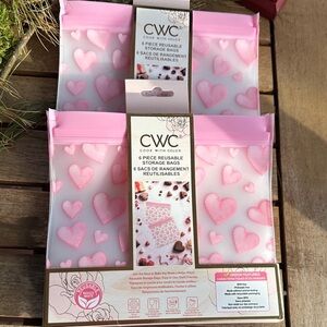 CWC reusable pink heart set of 6 storage bags